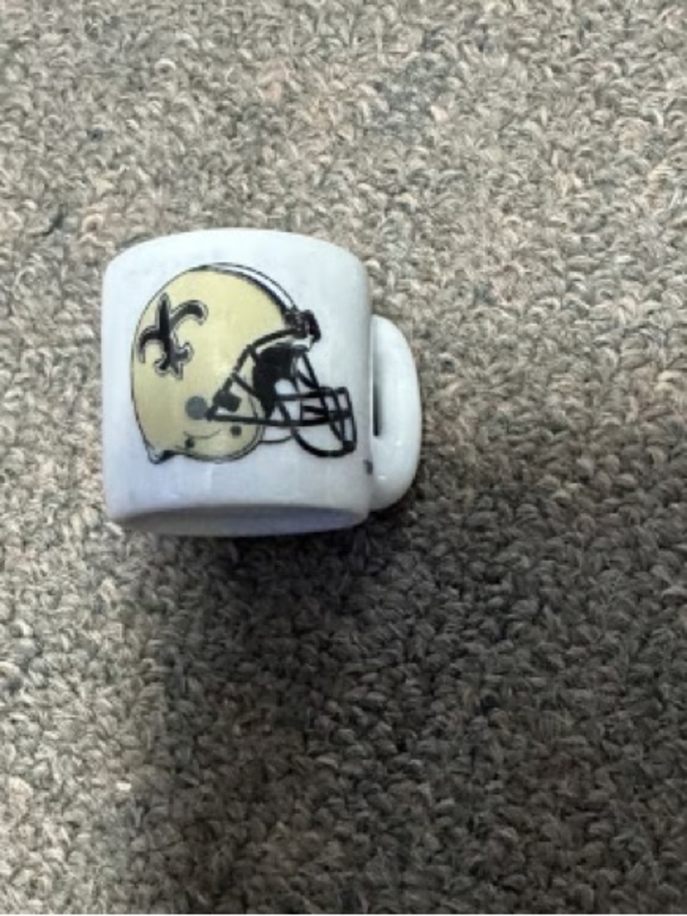 White Ceramic Football Helmet Napkin Ring with Gold Detail